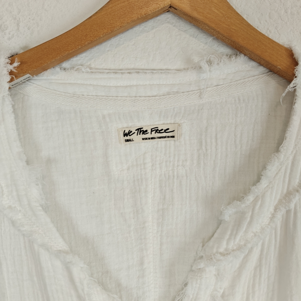 We The Free Nwot Boho Asymmetrical Hem Oversized Blouse Gauze Cotton Sz Small - Picture 11 of 15